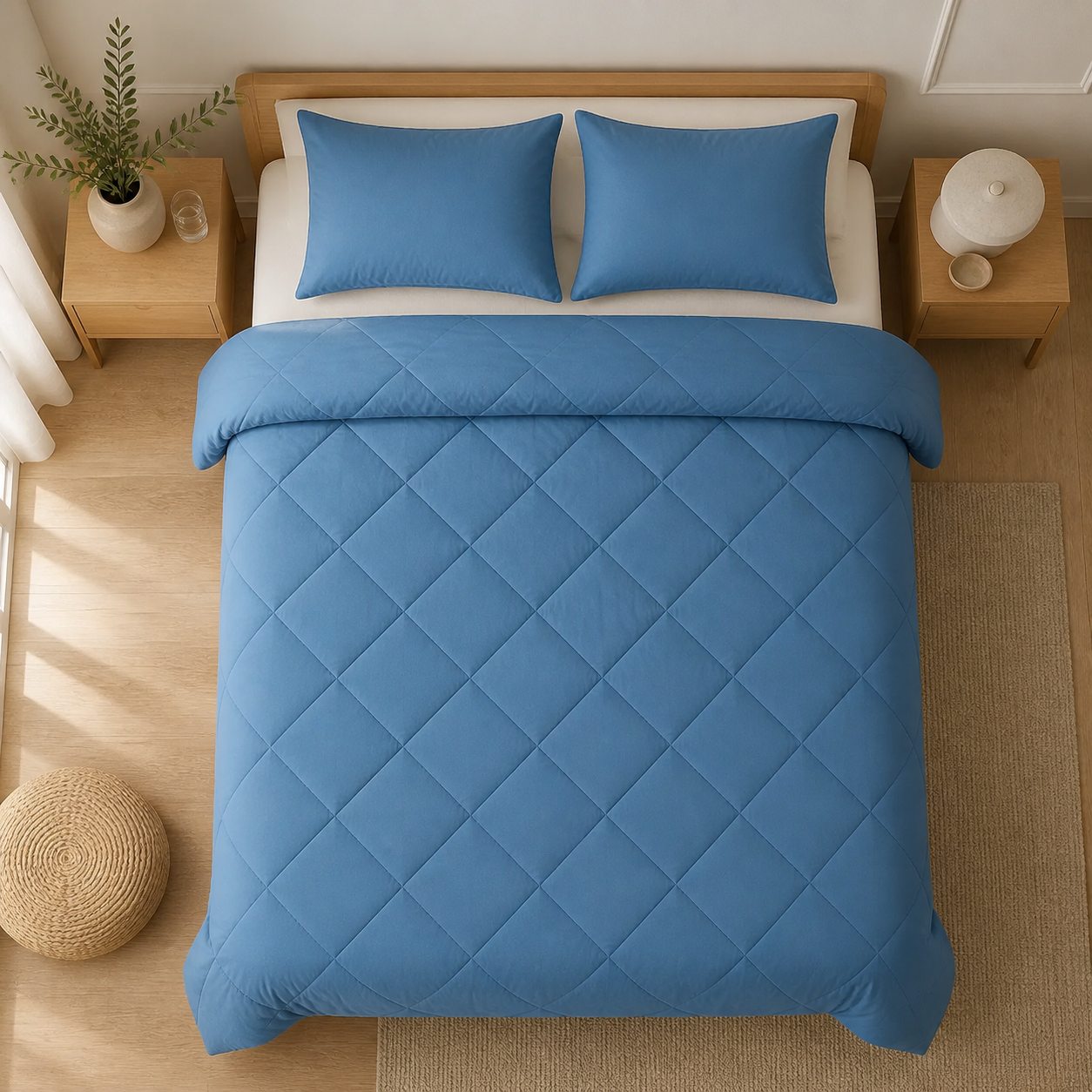 Couette 2-en-1 DouceNuit Karantis bleue avec deux taies assorties