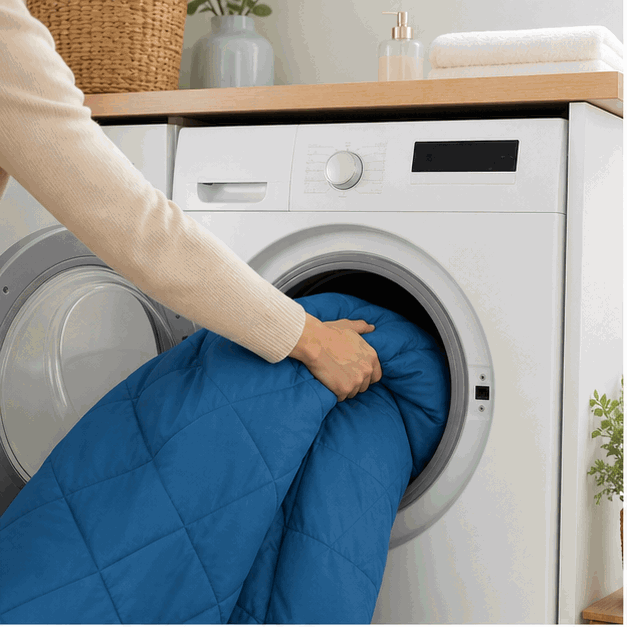 Démonstration du lavage et du séchage de la couette DouceNuit